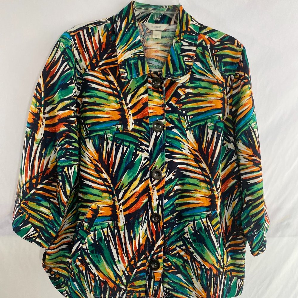 cj banks Multicolor Flora Print 3/4 Sleeve Blazer Jacket EUC Women's Size 1X - Picture 8 of 12
